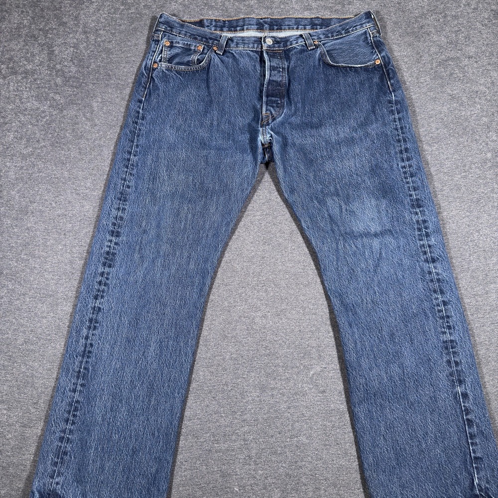 Levis 501 Jeans Mens 38x30 Blue Dark Wash Straight Leg Fit Button Fly Modern